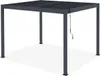 A gray aluminum pergola with a slatted roof and a crank mechanism on a white background. Produktbild-Vorschau