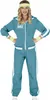 A woman is wearing a teal tracksuit costume with yellow accessories. Produktbild-Vorschau