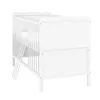 A white baby crib shown from a side angle against a white background. Produktbild-Vorschau
