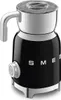 A black Smeg milk frother with a silver handle and base, shown from a slightly elevated front-side angle against a white background. Podgląd zdjęcia produktu