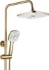 A gold-colored shower set with a rain shower head and a handheld shower head. Produktbild-Vorschau