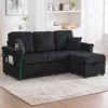 Modułowa sofa narożna z czarnego aksamitu z oświetleniem Podgląd zdjęcia produktu 6