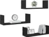 Wandplanken 3 stuks Zwarte Eiken 58x18x18 cm Bewerkt Hout Productafbeelding-voorbeeld 4