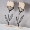 2er Set Deko Aufsteller Blume Metall Holz Schwarz Natur Produktbild-Vorschau 3
