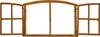 A rusty metal window frame with multiple panes, shown against a white background. Produktbild-Vorschau