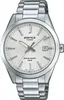 A close-up studio shot of a silver Casio Edifice watch with a white textured dial. Náhľad obrázku produktu