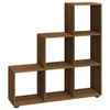 A brown wooden shelf unit with a stepped design, against a white background. Podgląd zdjęcia produktu