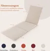A diagram showing the dimensions of a beige lounge chair cushion, with color swatches at the bottom. Produktbild-Vorschau