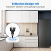 A kitchen scene with cabinets, a refrigerator, and a close-up of an electrical plug. Produktbild-Vorschau