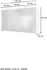 A white cabinet with three doors and integrated lighting, shown with dimensions indicated. Produktbild-Vorschau