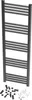 A black towel radiator with mounting hardware shown below it. Anteprima dell’immagine prodotto