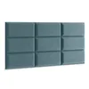 A teal upholstered headboard with a grid pattern of nine square panels, shown against a white background. Anteprima dell’immagine prodotto
