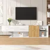 Merax TV-Schrank 180cm mit 2 Türen und Glasböden,  Moderne Produktbild-Vorschau 4