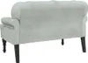 The back view of a light gray velvet sofa with tufted backrest and rolled arms, shown on a white background. Náhled obrázku produktu