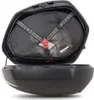 An open motorcycle side case with a black fabric liner and straps inside. The case has a carbon fiber look on the exterior. Produktbild-Vorschau
