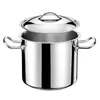 A stainless steel pot with a lid. Produktbild-Vorschau