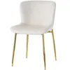 A single beige velvet dining chair with gold legs, presented against a white background. Produktbild-Vorschau