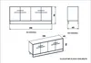Technical drawings of a white cabinet with dimensions and different views. Náhled obrázku produktu