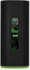 A black cylindrical router with a vertical screen displaying network information. Produktbild-Vorschau