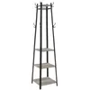 A tall, slender coat rack with three shelves and eight hooks. Produktbild-Vorschau