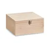 A light brown wooden box with a silver clasp is shown on a white background. Produktbild-Vorschau