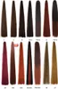 A grid of different hair extension colors, each labeled with a number or code. Produktbild-Vorschau