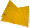 An open yellow booklet with grids for recording information, likely a pet health record or vaccination booklet, shown against a white background. Produktbild-Vorschau