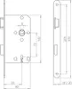 Technical drawing with dimensions of a door lock. Produktbild-Vorschau