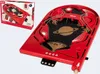 A red wooden pinball game with a space theme, shown with its packaging. Produktbild-Vorschau