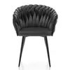A gray upholstered chair with a braided backrest stands on a white background. Náhľad obrázku produktu
