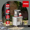 A garden shredder with technical specifications displayed on the side. Produktbild-Vorschau