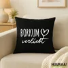 Huuraa Kissenbezug Borkum verliebt 40x40cm Black Baumwolle Produktbild-Vorschau 2