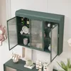 Wandschrank 90x20x70 cm Dunkelgruen 3-tueriger Glas + Produktbild-Vorschau 4