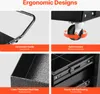 Collage of four close-up images highlighting features of a black workshop cart. Produktbild-Vorschau