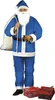 A man dressed as Santa Claus in a blue suit, holding a sack and gifts. Anteprima dell’immagine prodotto