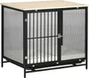 A dog crate with a wooden top and metal mesh sides, shown from the front. Náhľad obrázku produktu
