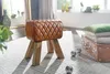 WOHNLING Sitzhocker Echtleder / Massivholz 40x48x27 cm Produktbild-Vorschau 2