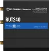 A close-up front view of a black Teltonika RUT240 industrial LTE WiFi router. Voir les images du produit