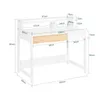 A diagram of a white desk with dimensions labeled. Podgląd zdjęcia produktu