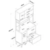 An isometric diagram of a white cabinet with dimensions labeled. Produktbild-Vorschau