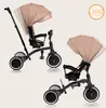A collage of two images showing a baby tricycle from different angles, highlighting its features like the adjustable canopy and rotating seat. Anteprima dell’immagine prodotto