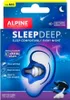 Packaging for Alpine Sleepdeep earplugs, showing an illustration of an ear with earplugs inside and the product case. Produktbild-Vorschau