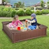 COSTWAY Kinder Sandkasten Holz, Sandbox 123,5x123,5x14cm Produktbild-Vorschau 7