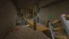 A Minecraft minecart track in a cave with some ore and emeralds. Náhled obrázku produktu