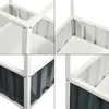 A collage of four close-up shots of a raised garden bed, showing its construction details. Produktbild-Vorschau