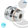 A close-up studio shot of a metal adapter with threaded ends and a copper ring, against a white and light gray background. Produktbild-Vorschau