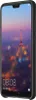 A black phone case is shown from a side angle, with the phone screen displaying a cityscape with the Eiffel Tower. Produktbild-Vorschau