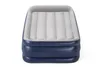 A navy blue and gray inflatable air mattress with a built-in pump is shown against a white background. Náhled obrázku produktu