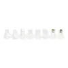 A row of clear plastic caps with angled spouts, some with small silver screws visible inside. Produktbild-Vorschau