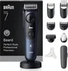 A collage of a Braun beard trimmer and its accessories, presented on a dark background. Náhľad obrázku produktu